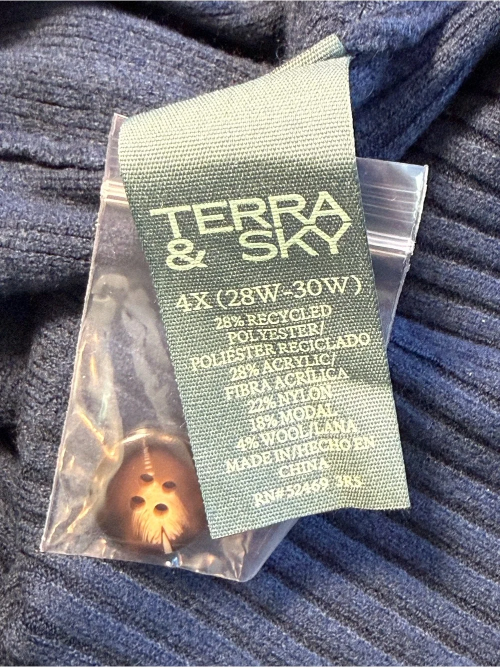 NWT Terra & Sky Plus Size 4X Ribbed Cardigan & Tank Twin Sweater Set Navy Blue